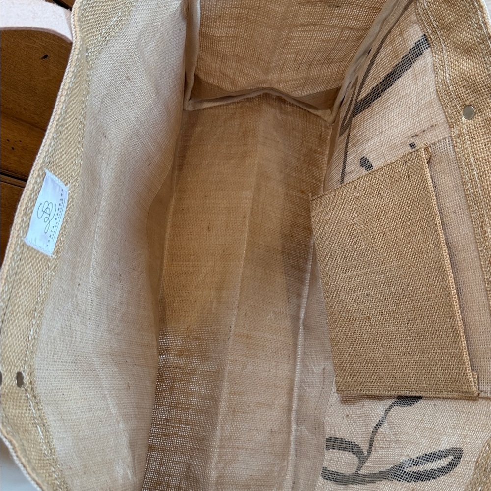 NEW Fresh Market Jute Tote Bag - Natural with Pink Handles - Picture 4 of 7